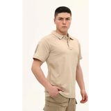 Single Sword Regular Fit Polo Yaka Kısa Kollu Erkek Tişört - Bej