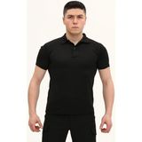 Single Sword Regular Fit Polo Yaka Kısa Kollu Erkek Tişört - Siyah - 2XL
