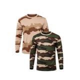 SINGLE SWORD Renkli 2’li Set Bisiklet Yaka Kamuflaj Desen %100 Pamuklu Uzun Kollu Erkek T-Shirt XL//Çok