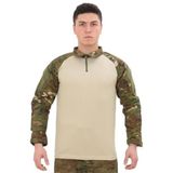 Single Sword Single Sword Dirseklik Tasarımlı Polo Yaka Erkek Combat Tişört, Multicam, 3Xl