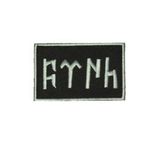 Single Sword Single Sword Göktürkçe Türk Yazılı Ay Yıldız Nakış Patch - Cırtlı Peç, Siyah-Beyaz