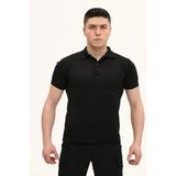 Single Sword Single Sword Kısa Kollu Taktik Polo Yaka Tişört, Siyah, L