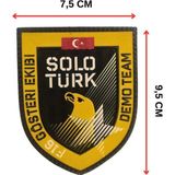 Single Sword SoloTürk Gösteri Ekibi Plastik Arma Patch 7,5 x 9,5 cm, Arkası Cırtlı