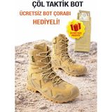 Single Sword SS601 Tactical Fermuarlı Askeri Çöl Botu+ Bot Çorabı Hediyeli - Renk: Bej | Beden: 39 - Renkli