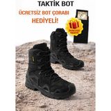 Single Sword SS601 Tactical Fermuarlı Askeri Çöl Botu+ Bot Çorabı Hediyeli - Renk: Siyah | Beden: 46