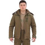 Single Sword Su&rüzgâr Geçirmez Kapüşonlu Softshell Kışlık Erkek Mont - Haki - XL