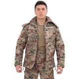 Single Sword Su&rüzgâr Geçirmez Kapüşonlu Softshell Kışlık Erkek Mont - Kamuflaj - XL