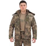 Single Sword Su&rüzgâr Geçirmez Kapüşonlu Softshell Kışlık Erkek Mont - Kamuflaj