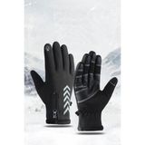 Single Sword Tam Parmak | Su Geçirmez Softshell Unisex Bisiklet Motosiklet Eldiven Dokunmatik Kışlık Rüzgâr Geçirmez Kaymaz - Beden: L | Renk: Siyah