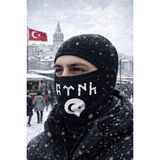 Single Sword Termal Kar Maskesi Balaklava Bere | RENK:BASKILI - Standart - Siyah - Beyaz