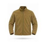 SINGLE SWORD Unisex Fermuarlı Taktik Polar Mont ve Hırka - Bej, 4XL Beden Au54