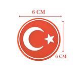 Single Sword Yuvarlak Türk Bayrağı Patch ( Peç) 6 Cm