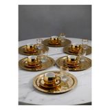 SİNİ EN İYİSİNİ 6 Adet Paslanmaz Çelik Yuvarlak Lüx Desenli Gold Ad-26 Kahve, Çay Sunum Servis Tepsisi