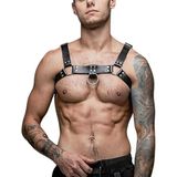 Sınırsızmarket Unisex Yetişkin PU Deri Göğüs Koşum Takımı, Siyah, Ayarlanabilir Boyut, Metal Halkalı, Gece Kulübü ve Kostüm Aksesuarı