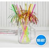 Sinis Group Tek Kullanımlık Renkli Plastik Körüklü Palmiye Pipet 100 adet/paket Parti, Kokteyl, Kafe, Restorant
