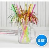 Sinis Group Tek Kullanımlık Renkli Plastik Palmiye Körüklü Pipet 50 adet/paket Parti, Kokteyl, Kafe, Restorant