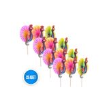 sinisgroupelektronik Renkli Yelpaze Kürdan Tavuskuşu 14cm 25 Adet/paket Sunum, Kokteyl, Doğum Günü, Pasta Kürdanı