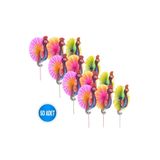 sinisgroupelektronik Renkli Yelpaze Kürdan Tavuskuşu 50 Adet/paket Sunum, Kokteyl, Doğum Günü, Pasta Kürdanı