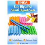 SİNKA Saç Bigudisi Sihirli Bigudi Seti Pratik Bukle Saç Maşası Aleti 20 Pcs