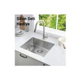 SİNKON 40×50 Cm ( 1.00 Mm) Paslanmaz Çelik Mutfak Eviyesi. Tezgah Altı Evye. Sifon Takımı Hediye