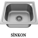 Sinkon Paslanmaz Krom Evye 40X50 Ankastre Eviye Sağ Delikli