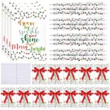 Sinload 60 adet/30 takım noel ampul dizüstü ve mekanik kalemler ilham verici dize ışıkları geri çekilebilir kalemler küçük cep not defteri sınıf ödülü Goodie çanta Stuffer pozitif hediye