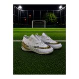 sinmm ÇOCUK HALI SAHA FUTBOL AYAKKABISI beyaz-gold boğazlı ÇİM SAHA (düz)