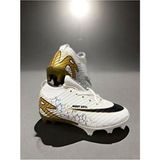 Sinmm Erkek Çocuk Krampon Çoraplı Halı Saha Dişli Futbol Spor Ayakkabısı (Beyaz-Gold Renk) Filet-Garson - Bej