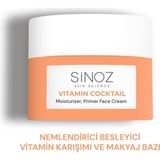 Sinoz Vitamin Kokteyl-Nemlendirici Besleyici Onarıcı Yüz Kremi (Vitamin C+ B3 +B5 +E) ve Makyaj Bazı 50ML