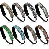 Sintege 8 Adet Kadın Ayarlanabilir Saç Bandı Kaymaz Kadife Astarlı Saç Bandı Düz Renk Boho Saç Bandı Kadınlar Için Elastik Kumaş Ayarlanabilir Saç Bandı Spor Yoga İş Makyaj Saç Bandı Şık Saç Bandı (T