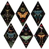 Sintuff 6 Parça Boho Duvar Dekoru Ay Yıldızlar Güneş Evreleri Kelebek Duvar Sanatı Ahşap Boho Ay Evresi Duvara Asılan Gotik Cadı Duvar Dekoru Minimalist Duvar Yatak Odası Oturma Odası Süslemeleri için Alınlıklar