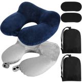 Sintuff Uçaklar için 2'li Paket Şişme Seyahat Yastığı Seyahat, Uçak, Tren, Araba, Ofis için Kompakt Çanta ve Göz Kapatma ile Şişme Boyun Uçuş Yastıkları (Gri ve Mavi)