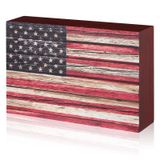 Sintuff Vatansever Ahşap Amerikan Bayrağı Kutu İşareti 4 Temmuz Ahşap Blok Vatansever Duvar Sanatı Vintage ABD Bayrağı Katmanlı Tepsi Süslemeleri Anma Günü Ev Masası Masa Süslemeleri, 18 x 10,7 x 4,7
