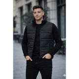 Sınwear Erkek Siyah Standart Fit Dik Yaka Cepli Fermuarlı Sıcak Tutan Mevsimlik Şişme Yelek