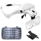 Sinzau kafa bandı büyüteç gözlüğü, LED ışıklı, eller serbest arama, kuyumcu, saatçi hobi, 5 lens, 1.0X 1.5X 2.0X 2.5X 3.5X (tekrar kullanılabilir)