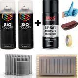 Sio Colors 2 Adet Isıya Dayanıklı Radyatör Kalorifer Petek Sprey Boya Seti + Vernik 400 ml (Bant-Zımpara-Eldiven) - AÇIK GRİ
