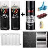 Sio Colors 2 Adet Isıya Dayanıklı Radyatör Kalorifer Petek Sprey Boya Seti+Vernik 400 ml (Bant-Zımpara-Eldiven) - BEYAZ