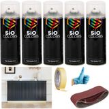 Sio Colors 5 Adet Isıya Dayanıklı Petek-Kalorifer-Radyatör-Klima Vernikli Sprey Boya Seti 400 ml - ANTRASİT GRİ