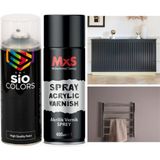 Sio Colors Isıya Dayanıklı Petek-Kalorifer-Radyatör-Klima Sprey Boya Seti 400 ml + Vernik 400 ml - ANTRASİT GRİ