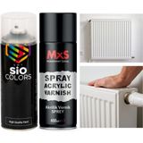 Sio Colors Isıya Dayanıklı Petek-Kalorifer-Radyatör-Klima Sprey Boya Seti 400 ml + Vernik 400 ml - BEYAZ