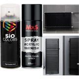 Sio Colors Isıya Dayanıklı Petek-Kalorifer-Radyatör-Klima Sprey Boya Seti 400 ml + Vernik 400 ml - SİYAH