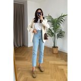 sion jeans Julia Milano Yeni Sezon Lara Jiyan Vivien Mavi Mom Kot Pantolon Likralı Yüksek Bel Mavi Kar 2025