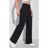 sion jeans Siyah Palazzo,Wide Leg,Yüksel Bel,Likralı,Bol Paça,Kot Pantalon Salaş Boyfriend