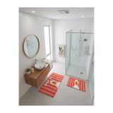 SionFabric Yıkanabilir Saçaksız Kaymaz Dot Taban Yumuşak Desenli Banyo Paspası 2'li Set 60x100ve40x60cm