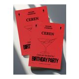 Siorina Events -2 Adet Birthday Party, Parti Davetiye, Doğum Günü Özel Gün Davetiyesi Kişiye Özel 10x15cm