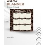 Siorina Events Weekly Planner Haftalık Planlayıcı – Koparılabilir Mini Checklist Not Defteri Leopar Desenli Notepad
