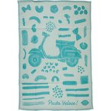 Sıp Scootershop Vespa Desenli Mutfak Havlusu - Pasta Veloce *turkuaz* / Sıp - 50 x 70 cm