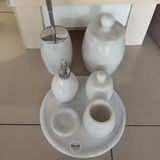 Sipahi Marble Afyon Beyaz Mermer Krom Aparatlı Şehzade Başlı 7'li Banyo Seti