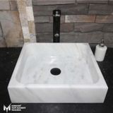 Sipahi Marble Afyon Beyaz Mermer Modern Kare Lavabo