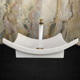Sipahi Marble Afyon Beyaz Mermer Yaprak Model Ayaklı Lavabo